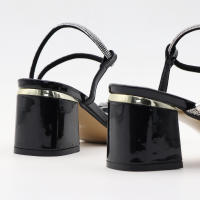 Sandalias de tacón alto con diamantes de imitación, tacones de bloque versátiles y modernos. - details 5