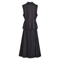 Vestido largo plisado sin mangas, elegante para fiesta y oficina, otoño 2025 - details 1