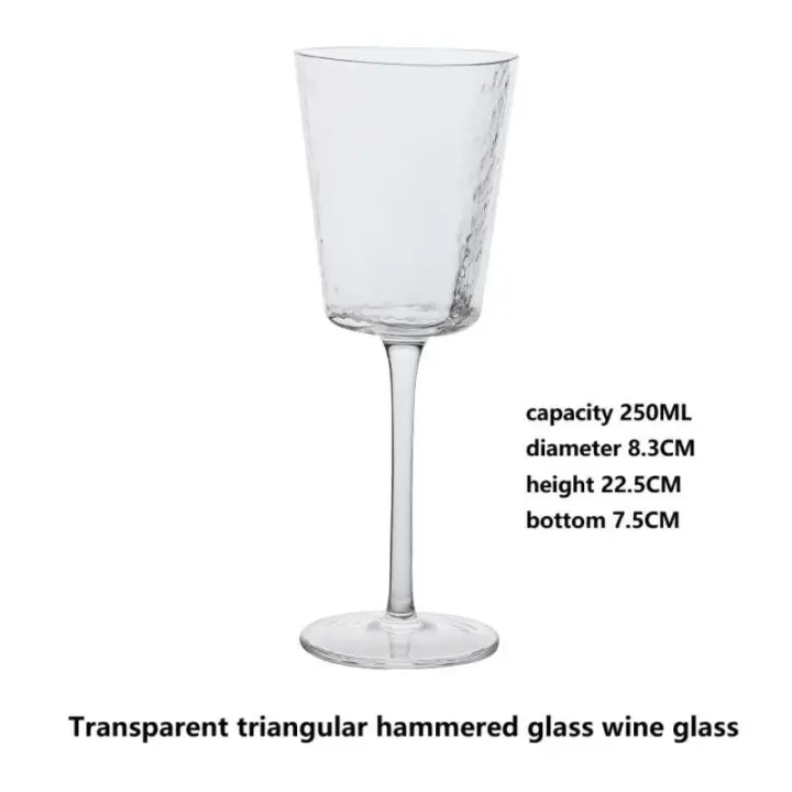 Copa de Vino Rojo Martillado con Borde Dorado Ligero 140ML-250ML Ideal para Hogar y Dining - 1