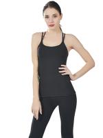 Top corto de manga corta cruzada para mujer, Camiseta deportiva de Yoga negra ajustada, Sujetador deportivo - details 1