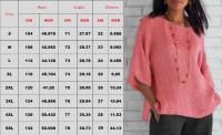 Blusa De Lino Y Algodón Para Mujer Estilo Casual Cuello En V Manga Tres Cuartos Suelta Ropa De Verano Tops Para Calle - details 0
