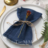 Servilletas rústicas de algodón de gasa, tela de lino Retro elegante y suave para fiesta de boda, comedor, decoración de mesa de uso diario - details 19