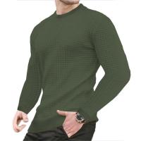 Abrigo de hombre moda pequeño cheque Waffle juvenil cuello redondo jacquard cheque sudadera con capucha - details 17