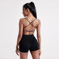 Ropa interior de yoga para gimnasio de color sólido, sujetador de fitness con correas cruzadas en la espalda, top deportivo ajustado de alta resistencia, completo con almohadilla para el pecho - details 13