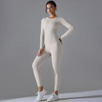 Hamidou-conjunto deportivo de Yoga para mujer, Leggings de gimnasio de secado rápido, de manga larga Camiseta deportiva para correr, pantalones de entrenamiento para correr - details 8