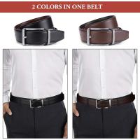 Cinturón De Cuero Reversible Para Hombre, Cinturón Con Hebilla Giratoria, Ideal Para Trajes, Jeans - details 1