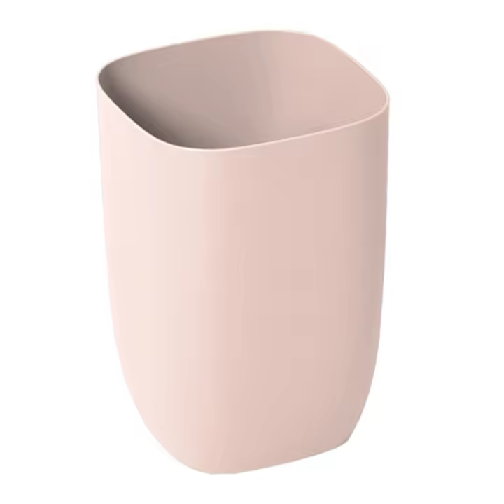 Cubo de basura de plástico para baño, papelera pequeña para oficina, papelera moderna para dormitorio, sala de estar, color rosa - 1