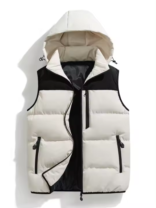 Hombre Chaleco Acolchado Chaleco de Poliéster con Capucha Impermeable, Acolchado, Diseño de Bloque de Color, Sin Mangas, Para Hombres y Mujeres Adecuado para Otoño/Invierno - 1