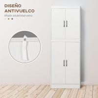 Aparador Alacena de Cocina Aparador de Comedor Moderno con 4 Puertas y 5 Estantes Ajustables Antivuelco para Oficina Salón 60x36x168 cm Blanco - details 5