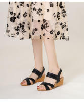 Sandalias de cuña bohemias para mujer, nuevo estilo étnico, con punta abierta, versátiles, de tejido cruzado, romanas. - details 8