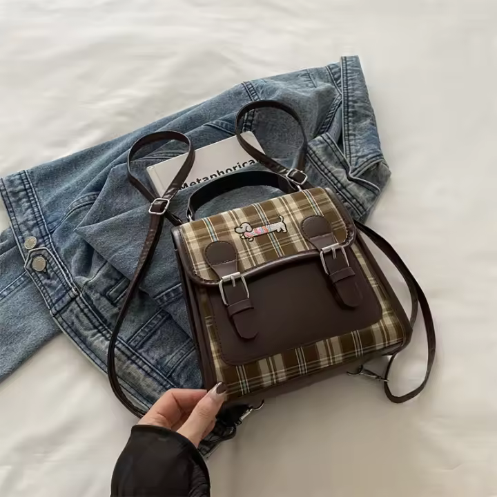 Universidad, ocio, mochila, nuevo estilo, mochila, trabajo, estilo pequeño, cuadrado pequeño, moda, retro - 1