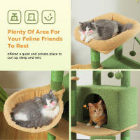 PAWZ Road Árbol para gatos en forma de cactus con amplio condominio, hamaca acogedora, torre de varios niveles, rascadora para gato de interior, juguetes para gatitos - details 5