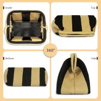 Bolso de mano de playa a rayas de ganchillo para mujer, bolso plisado de dumpling, color bloqueado, Verano - details 11