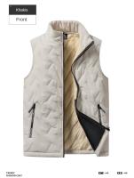 Chaleco de algodón para hombre, chaqueta informal multifuncional de talla grande, top cálido sin mangas con cuello levantado, moda de otoño e invierno - details 7
