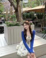 Klein Blue-White Cardigan Vestido de Principesa Floral con Tirantes Protección Solar - details 2