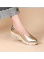 Zapatos de mujer, primavera 2025, nuevos zapatos de tacón de cuña puntiagudos de boca baja, zapatos de plataforma planos de mujer con suela gruesa, dorados y plateados. - details 3