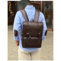 Mochila De Cuero PU minimalista Vintage de gran capacidad para viajes al aire libre - details 8