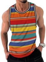 Camisetas sin mangas con estampado de rayas Retro para hombre, chaleco informal sin mangas con estampado 3D, camisetas deportivas holgadas con cuello redondo de secado rápido, verano - details 2