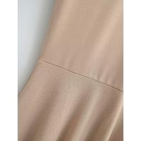 Vestido básico de manga corta de color sólido ajustado de estilo europeo y americano para mujer con cintura y cuello medio alto delgado Empalme de una palabra falda de swing grande - details 12