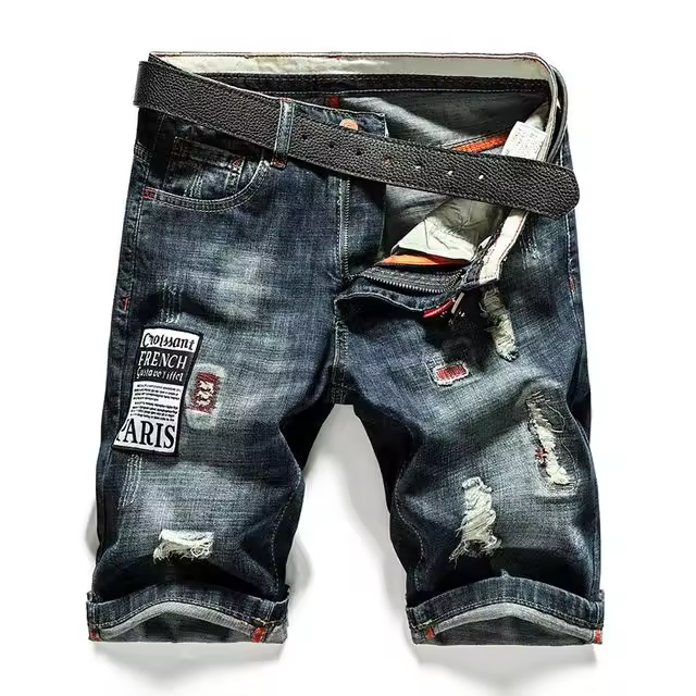 Pantalones cortos casuales para hombre Pantalones hasta la rodilla de longitud media Pantalones cortos de mezclilla para hombre - 1