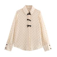 Blusa de Verano para Mujer 2025 con Cuello, Nudos de Mariposa Bordados, Mangas Largas Elegantes. - details 0