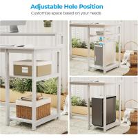 Escritorio de Ordenador con Soporte de Monitor Escritorio de Oficina con Estantes de Almacenamiento Ajustables Pequeño Escritorio Reversible para el Estudio Beige - details 42