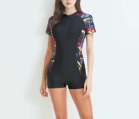 Traje de baño de una pieza estilo cremallera para mujer, bikini sexy con estampado de color competitivo, bikini de vacaciones - details 8