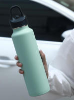 Botella de agua aislada de acero inoxidable con aislamiento al vacío de doble pared, botella de agua con tapa de asa. Adecuado para ciclismo al aire libre. - details 3