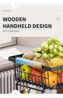 Cestas metálicas para frutas y verduras, accesorios de iluminación de cocina móviles apilables con ganchos y asas de madera - details 6