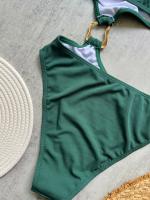 Traje de Baño de Una Pieza de Corte Alto Traje de Baño Liso de Hombro Único para Mujeres - details 16