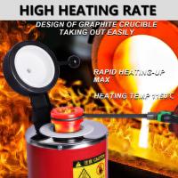 Horno de fusión de oro digital de 2KG/3KG 1400W 1150 ℃   con crisol de grafito y pantalla LED - Kit de fundición de joyería para oro, plata, cobre y aluminio - details 6