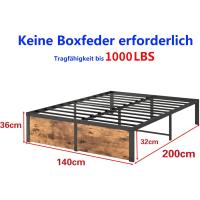 Cama con Plataforma de Metal, Marco de Cama de 140 x 200 cm, Cama de Metal con somier de láminas de Metal, Moderna Cama de Metal para Adultos, niños, Adolescentes, fácil Montaje - details 39