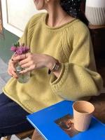 Suéter holgado Harajuku de manga larga para mujer, jerséis coreanos de otoño e invierno, prendas de punto, Tops suaves y cálidos, suéter liso elegante para mujer - details 7