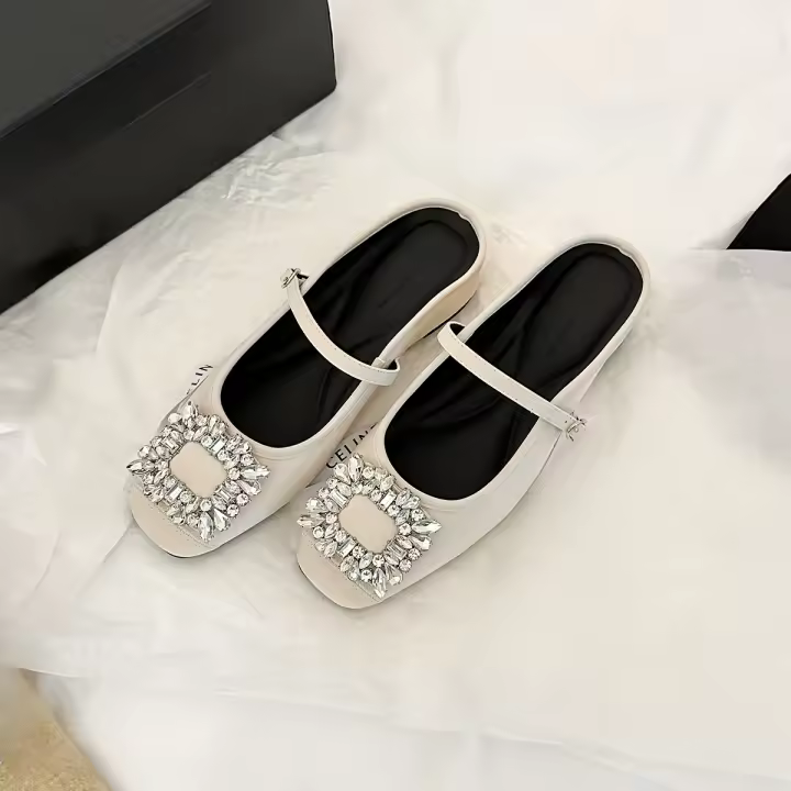 Francés Mary Jane cabeza cuadrada aumento de altura interior solo zapatos de las mujeres nova moda banquete medio arrastre zapatos de las mujeres - 1