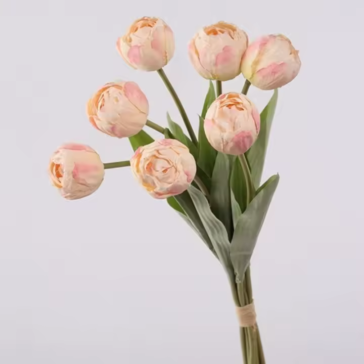 7 uds/paquete de ramas de tulipán artificiales realistas simulación DIY flores de seda decoración del hogar flores falsas florales de 44CM - 1