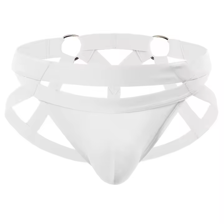 Tangas sexys eróticos para Hombre, ropa interior Bondage, suspensorio, bolsa de bulto, lencería ahuecada, anillo redondo, calzoncillos para Gay - 1