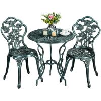 Conjunto de Mesa y Sillas Exterior Vintage Juegos de Muebles de Jardín de Aluminio Una Mesa con Dos Sillas para Balcón Bronce - details 17