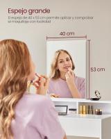 Tocador con Espejo Grande, tocador, 2 cajones, 3 Compartimentos Abiertos, tocador, Moderno, Blanco - details 11