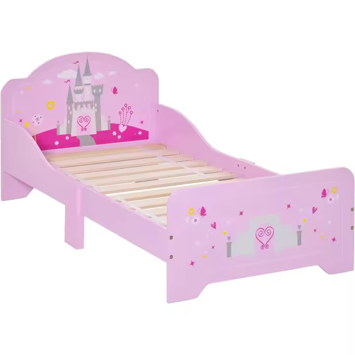 Cama Infantil de Madera +3 Años 143x73x60 cm Carga Máx. 50kg Protección con Barrieras - 1