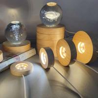 Soporte de Lámpara LED USB de Madera Sólida Base de Exhibición Luminosa para Botella y Bola de Cristal Decoración de Pared - details 4