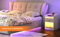 Rcynview  Mesa de Noche con Luz LED Madera, Suave, 16 Colores Ajustables, Enmontaje Requerido, Muebles y Organización - details 6