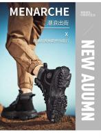 Hombres Estilo Retro Británico High-Top Primavera Transpirable Tobillo Con Cordones Trabajo De Goma Montañismo Al Aire Libre Desierto Combate Ruibarbo - details 15