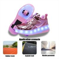 Zapatos de patín de 2 ruedas para mujer, zapatos de tendencia para niña con LED retráctil, zapatillas informales de doble propósito con ruedas - details 5
