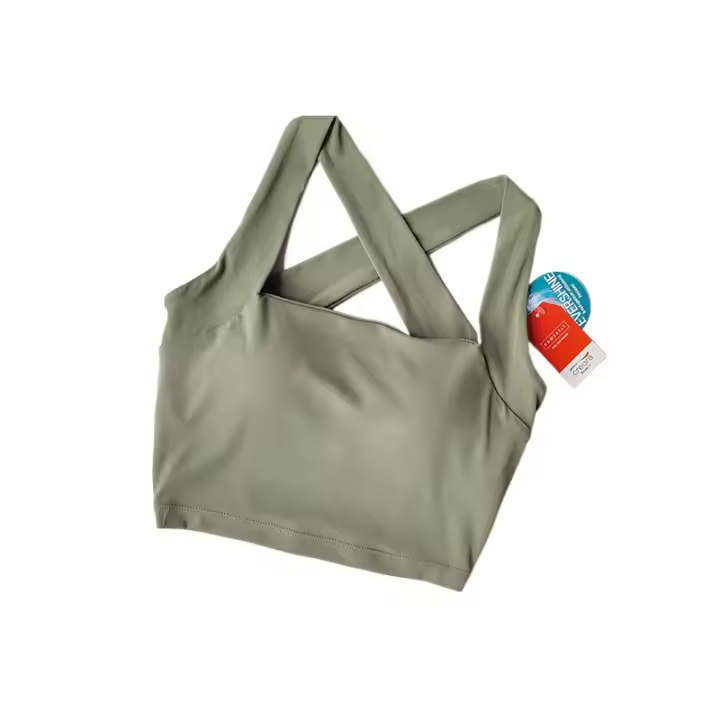 Sujetador deportivo desnudo sin costuras con espalda cruzada para mujer con tirantes anchos, sujetador de Fitness para correr, chaleco de Yoga absorbente de golpes - 1
