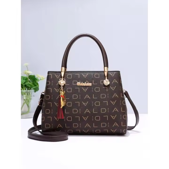 Bolso de hombro minimalista para mujer, elegante bolso de gran capacidad con decoración de letras, mochila de lujo de alta gama - 1