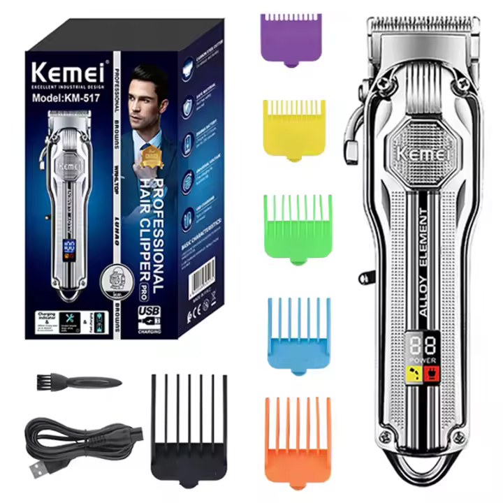 Kemei-cortadora de pelo profesional para hombre, máquina de corte de pelo ajustable, con carcasa de metal, para barbería - 1