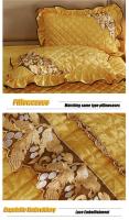 Colcha cálida de felpa dorada para invierno, fundas de almohada de lujo con juego de cama, falda de cama engrosada, algodón bordado - details 5