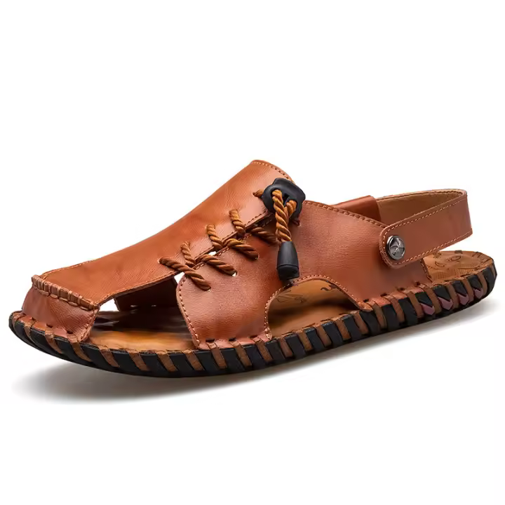 Sandalias de cuero para hombre, zapatos informales antideslizantes, cómodos, para playa y deportes, para verano - 1