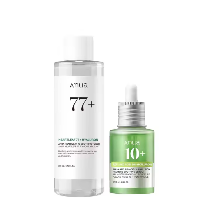 ANUA Gentle Starter Duo, Ácido Azelaico y Heartleaf 77 Tónico Calmante, Cuidado Hidratante y Calmante para Pieles Sensibles, Vegano, Coreano - 1