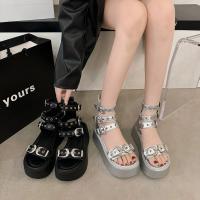 Sandalias Plateforma de Plata para Mujer 2025 Verano Versátiles Zapatos de Muffin de Moda con Suela de Caña Alta - details 4